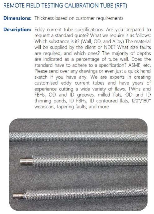 REMOTE FIELD TESTING CALIBRATION TUBE (RFT)