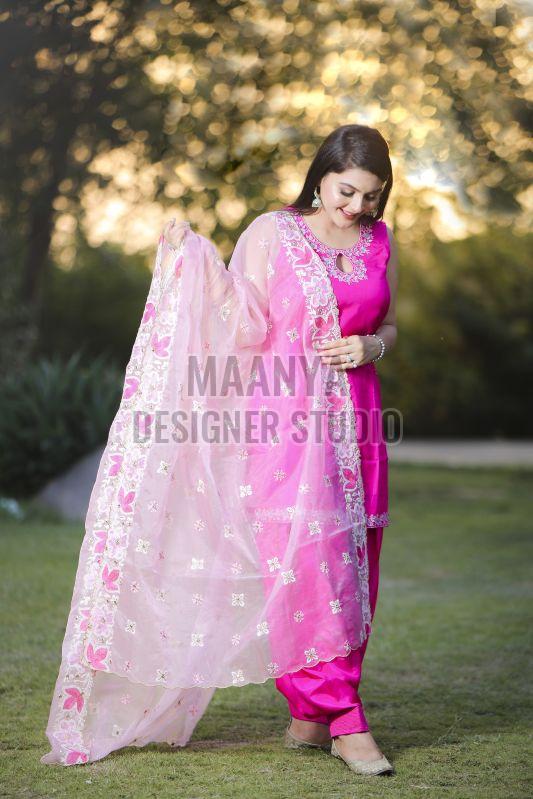 Heavy Embroidered Ladies Silk Suit