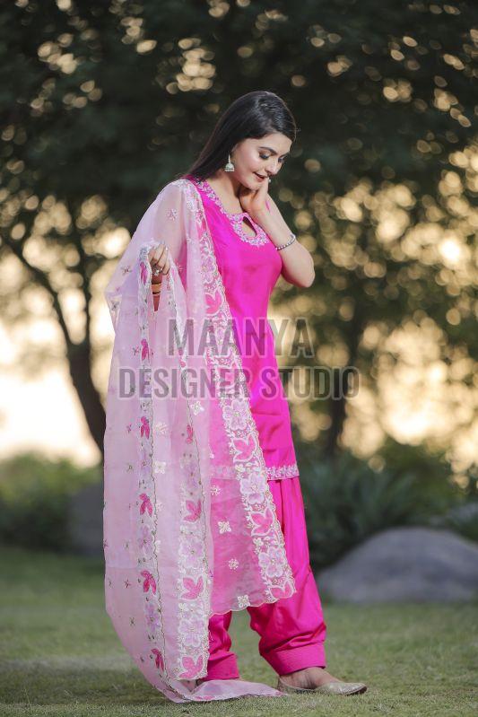 Heavy Embroidered Ladies Silk Suit