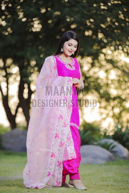 Heavy Embroidered Ladies Silk Suit