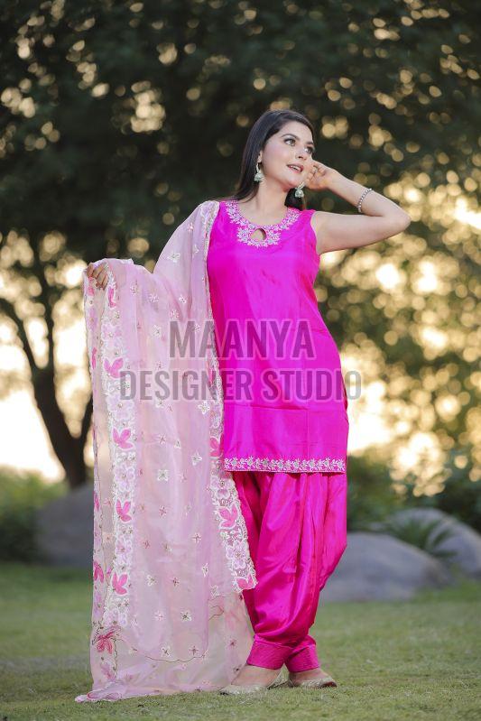 Heavy Embroidered Ladies Silk Suit