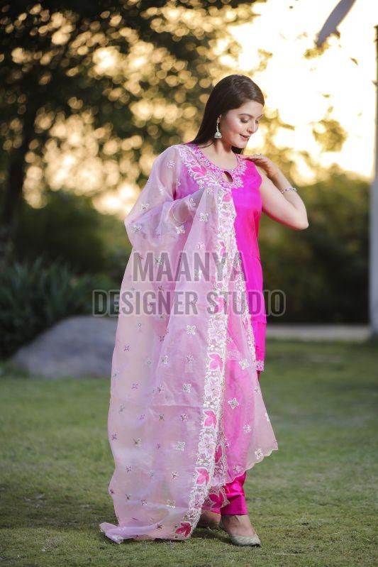 Heavy Embroidered Ladies Silk Suit