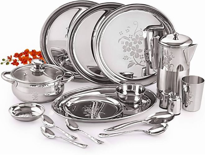 Laser Print Stainless Steel Dinner Set for Serving Food