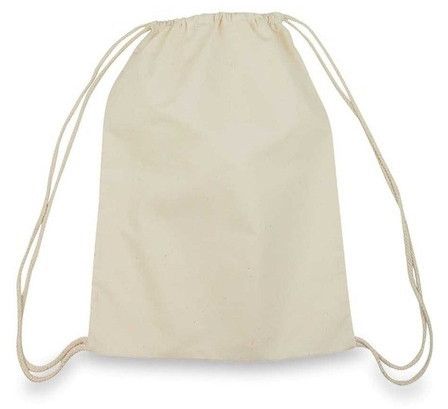 White Plain Cotton Drawstring Bag