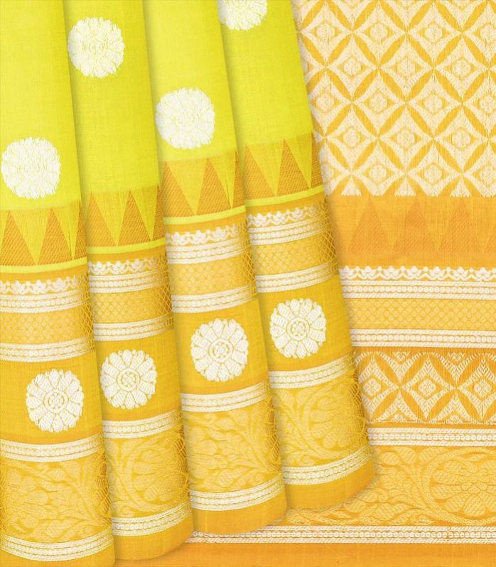 Check Light Green Handloom Chirala Silk Cotton Ladies Saree