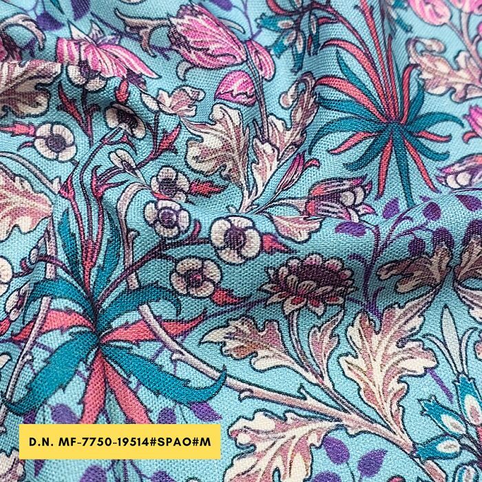 Buy Sky Blue Base Color Digital Printed Fabric