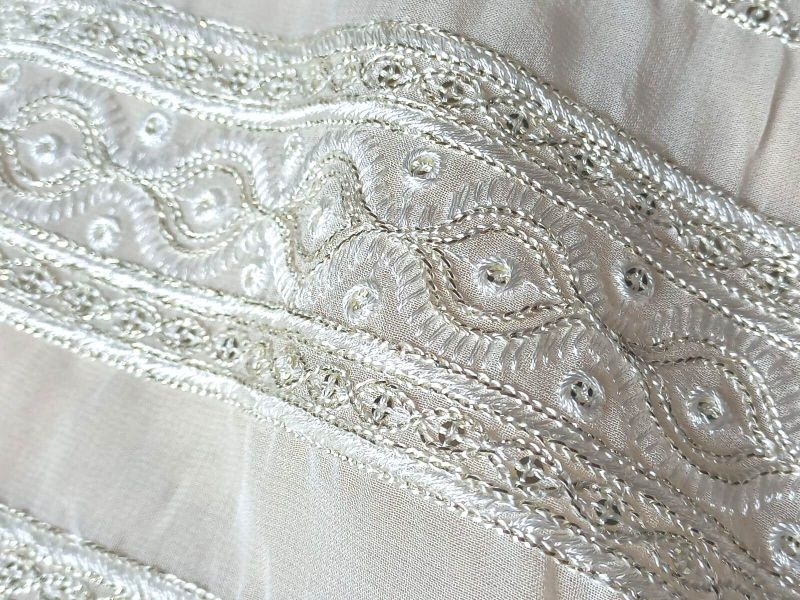 Dyeable Designer Embroidered Lace Fabric