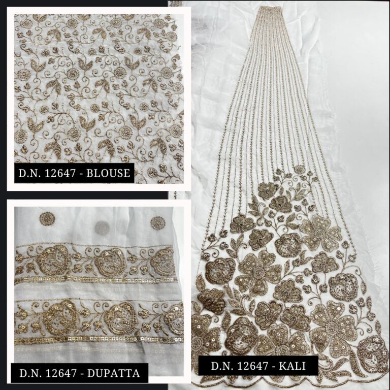 Embroidered Georgette Dyeable Lehenga Fabric