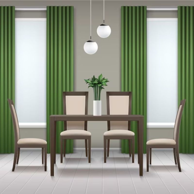 Green Shutters Pattern Curtains