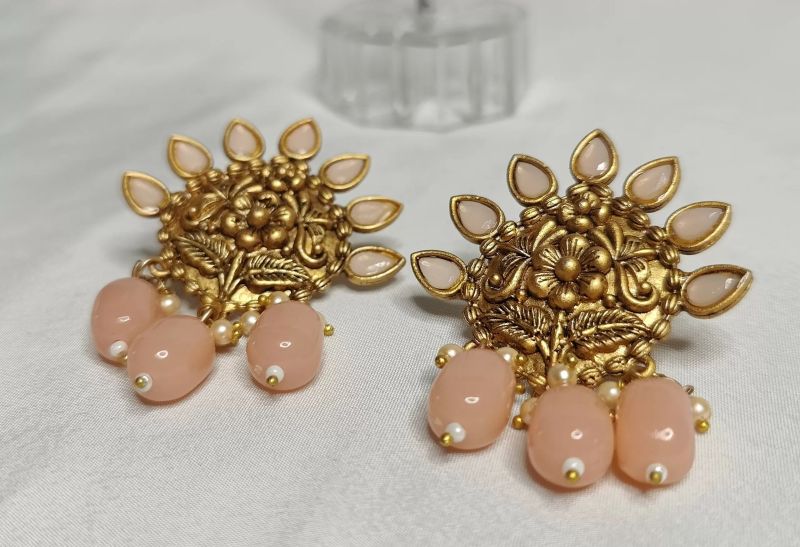 Floral Gold-plated Drop Earrings By Kalakriti Gallery