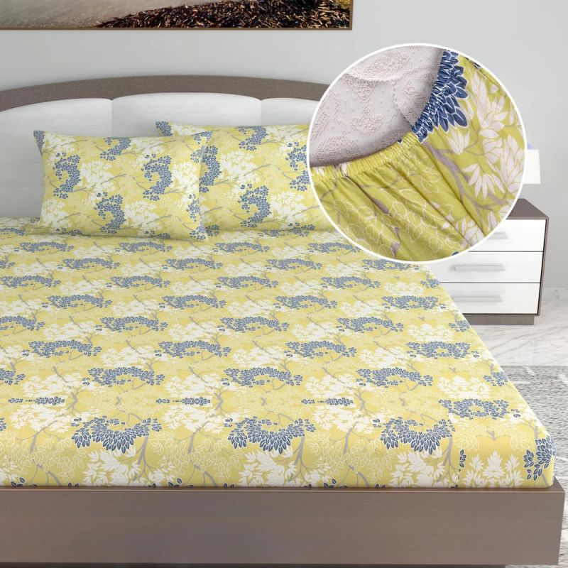 Green Elastic Fitted King Bed Bedsheet