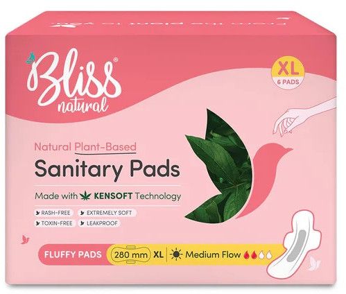Bliss Natural Organic Sanitary Pads Xl Fluffy 6 Piece