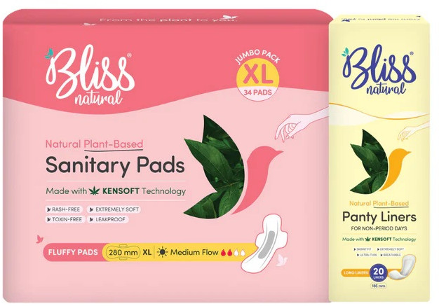 Xl 34 Piece Bliss Natural Long Organic Sanitary Pads