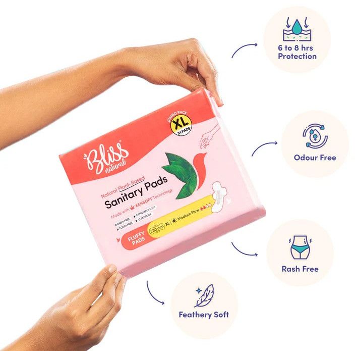 Xl 34 Piece Bliss Natural Long Organic Sanitary Pads