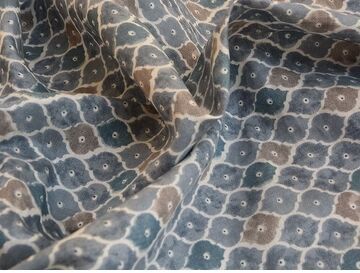 2.5 Meter Gray & Teal Geometric Premium Modal Chanderi Silk Fabric