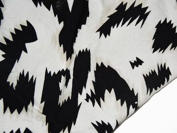 Black & White Abstract Cotton Crepe Fabric