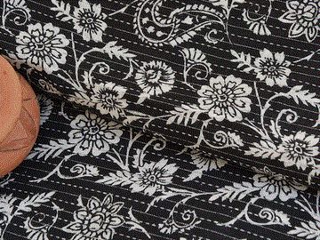 Black Floral Pure Cotton Kantha Fabric