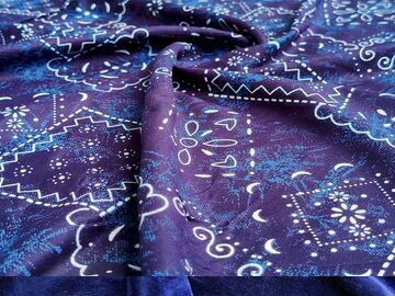 Blue Floral Printed Rayon Fabric