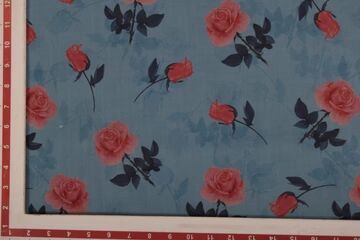 Blue Printed Organza Fabric