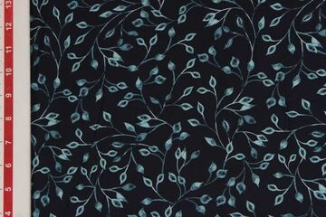 Charcoal Floral Viscose Spun Fabric