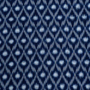 Dark Blue & White Geometric Cotton Handwoven Double Ikat Fabric