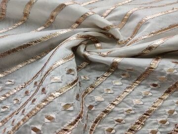 Geometric Stripes Gota Patti Embroidered Chanderi Fabric