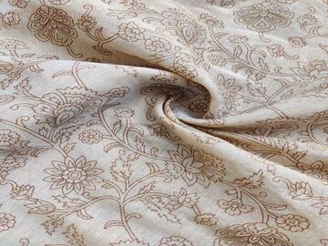 Golden Flowers Printed Organza Fabric