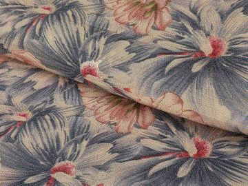 Light Blue & Cream Floral Pure Mul Mul Cotton Fabric