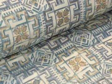 Light Blue Geometric Premium Modal Chanderi Silk Fabric