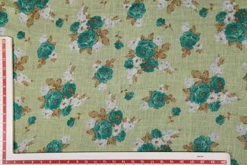 Light Green Printed Linen Fabric