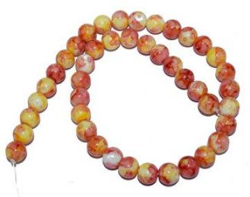 Light Red Yellow Multicolor Spherical Jade Glass Beads