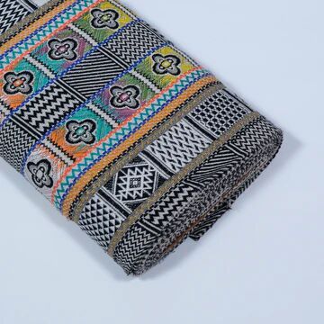 Multicolor Abstract Cotton Blend Jacquard Fabric