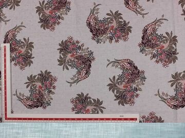 Off White Motifs Cotton Linen Fabric