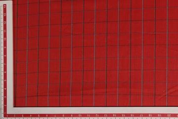 Orangish Red Checks Linen Fabric