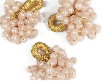 Pink Peach Glass Beads Bunch With Hook