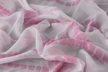 Pink White Shibori Tie And Dye Pure Viscose Georgette Fabric