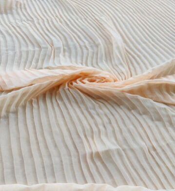 Precut Of 1.35 Meters Of Peach Stripes Pleated Georgette Fabric