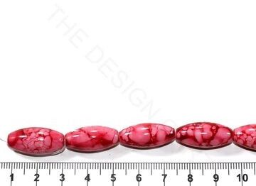 Red Oval Glass Pearls