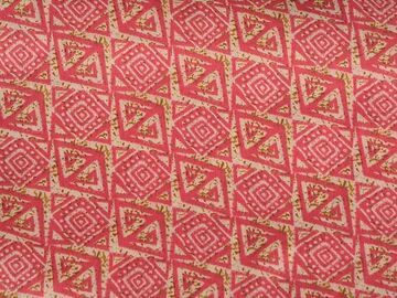 Salmon Pink Abstract Foil Digital Printed Slub Cotton Fabric