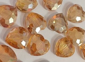 Topaz Golden Heart Glass Beads - 20x20 Mm