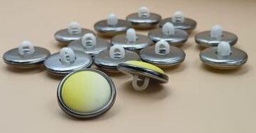 Yellow & Silver Circular Down Hole Polyester Buttons