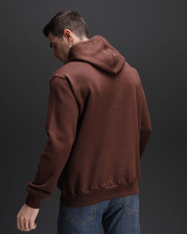 Mens Cannac Coffee Brown Plain Oversized Hoodie