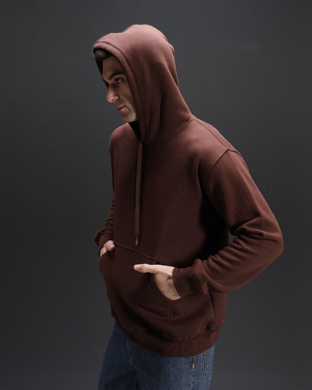 Mens Cannac Coffee Brown Plain Oversized Hoodie