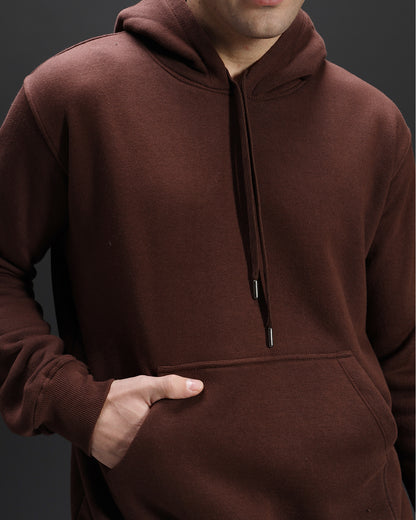 Mens Cannac Coffee Brown Plain Oversized Hoodie