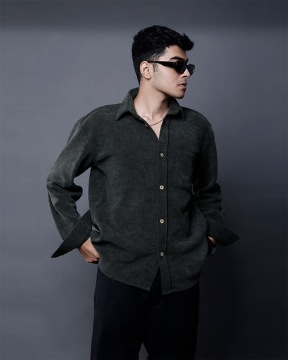 Mens Cannac Olive Green Plain Shirt