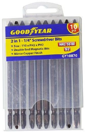2 In 1 – 1/4″ Magnetic Screwdriver Bits (10 Pcs. Per Pack)