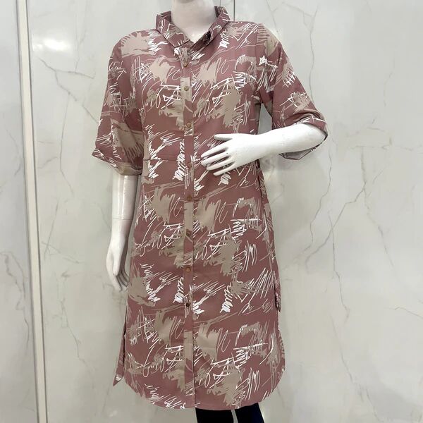 Ladies Collar Neck Front Open Printed Kurti Top 2459