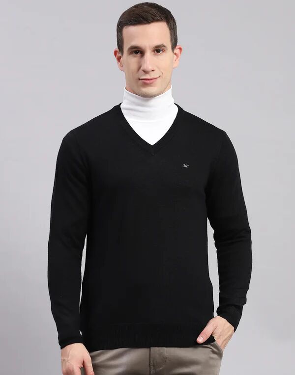 Timeless Black Merino Wool V-neck Pullover