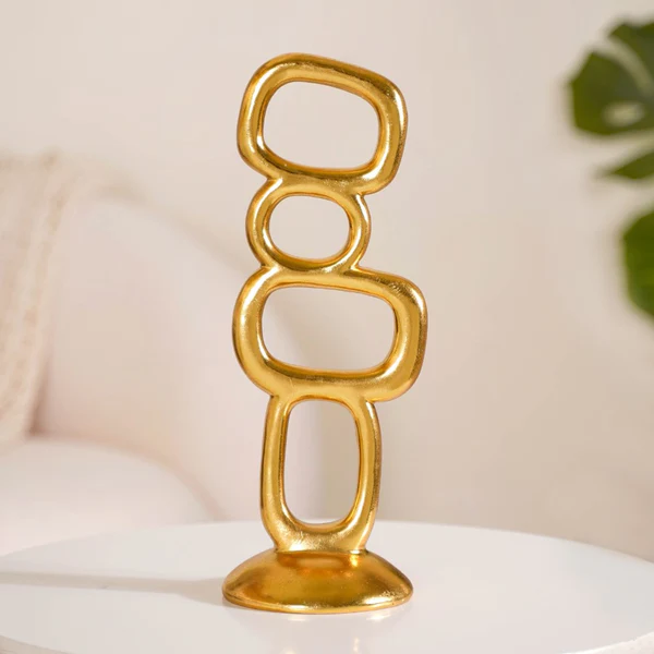 Gold Metal Modern Stacked Abstract Showpiece, Color : Golden For Home Decor