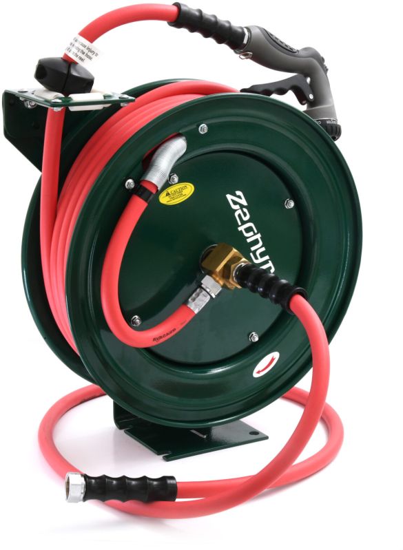 Zephyr Auto-retractable Water Hose Reels 13mm X 15m Heavy Duty - Green (ZWR1315HD-GE)